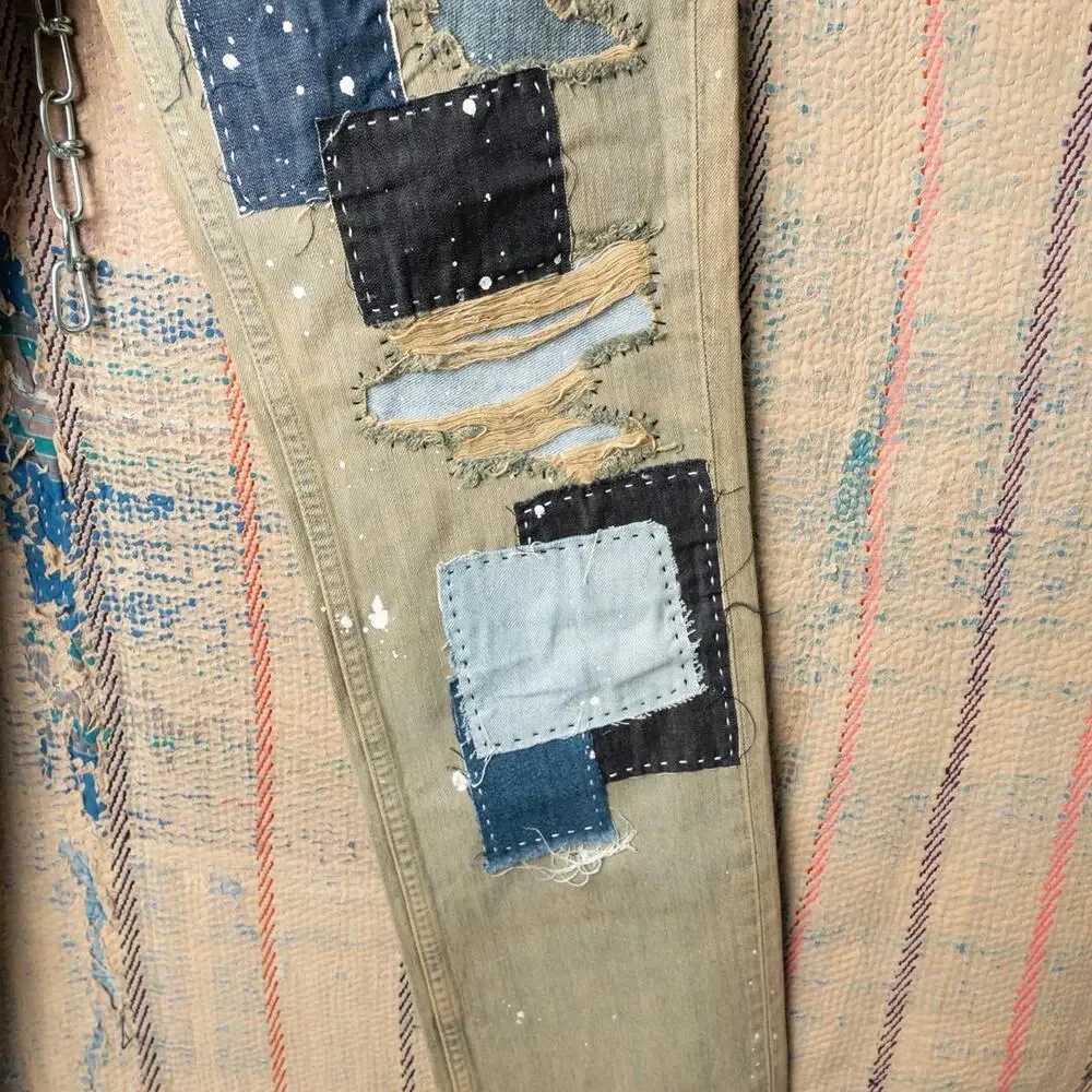 Custom levis 511 patchwork jeans 34 x 32
